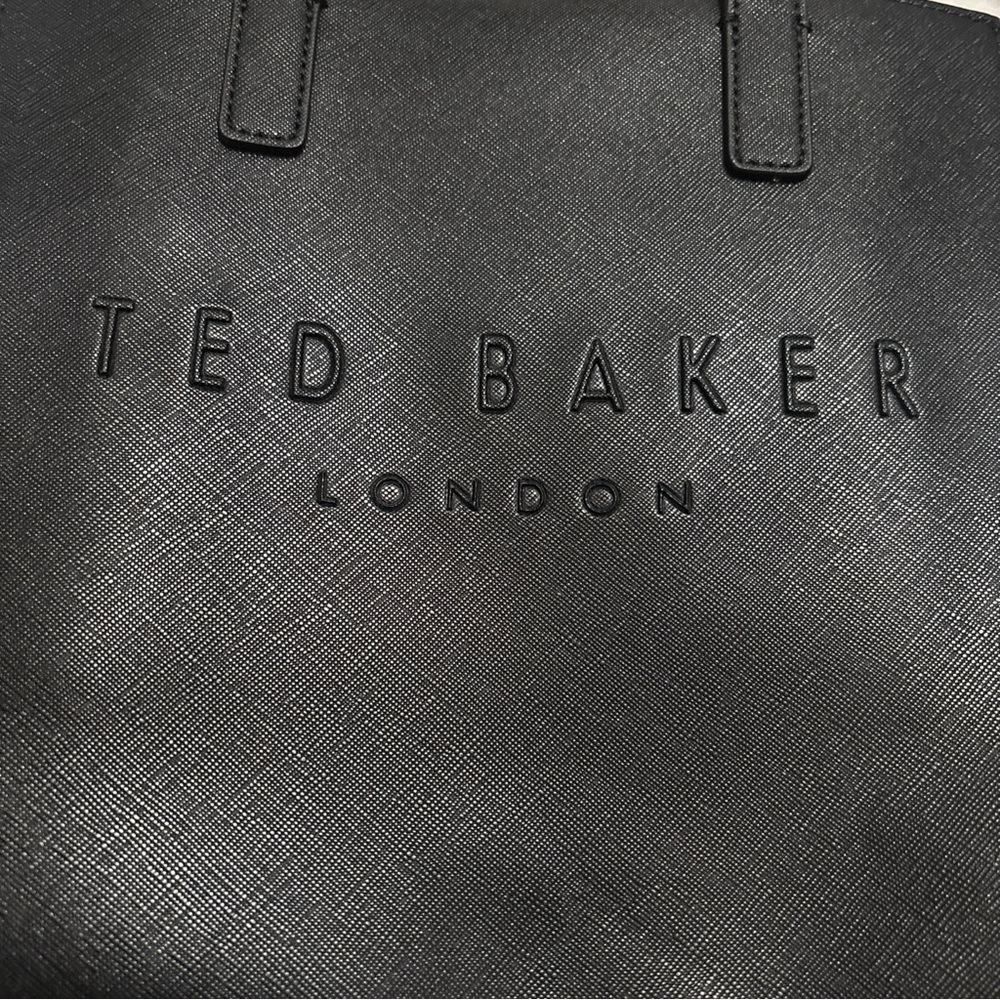 Ted Baker Black Embossed Logo Leather Tote - Picture 4 of 5